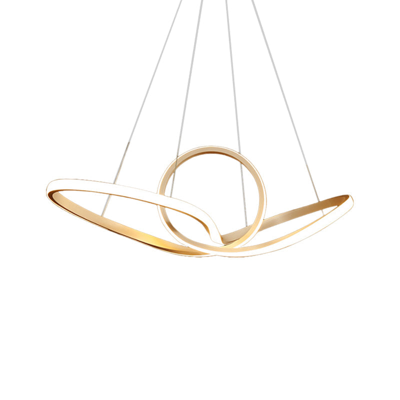 Modern Led Pendant Light - Minimalist Cycle Chandelier For Restaurant Warm/White Black/White