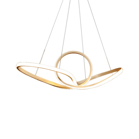 Modern Led Pendant Light - Minimalist Cycle Chandelier For Restaurant Warm/White Black/White