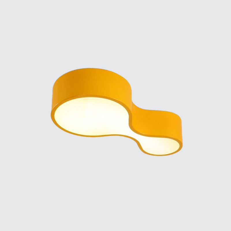 Colorful Led Flush Mount Lamp For Kids’ Corridors - Red/Yellow/Blue Finish With Gourd Acrylic Shade