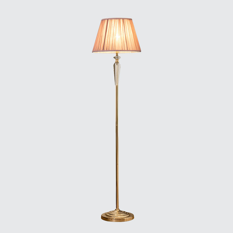 Minimal Beige/Light Purple/Royal Blue Fabric Floor Lamp With Crystal Accent - Ideal For Living Room