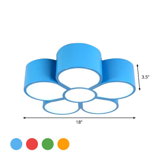 Plum Blossom Led Flushmount Lighting For Kids Kindergarten Ceiling - Red/Yellow/Blue