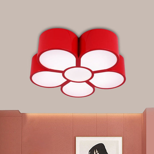 Plum Blossom Led Flushmount Lighting For Kids Kindergarten Ceiling - Red/Yellow/Blue Red