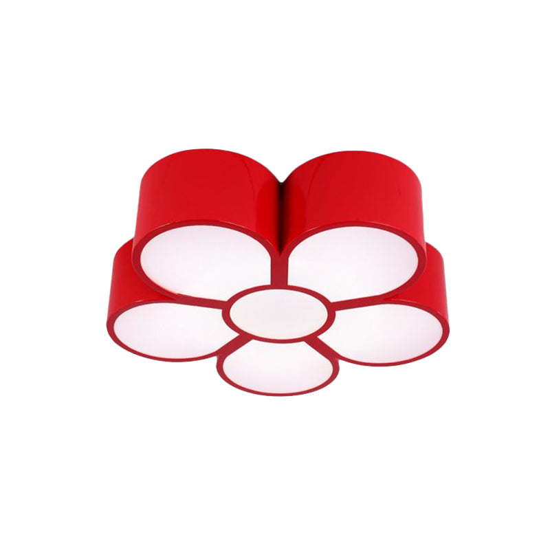 Plum Blossom Led Flushmount Lighting For Kids’ Kindergarten Ceiling - Red/Yellow/Blue
