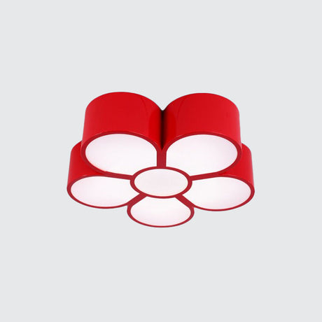 Plum Blossom Led Flushmount Lighting For Kids Kindergarten Ceiling - Red/Yellow/Blue