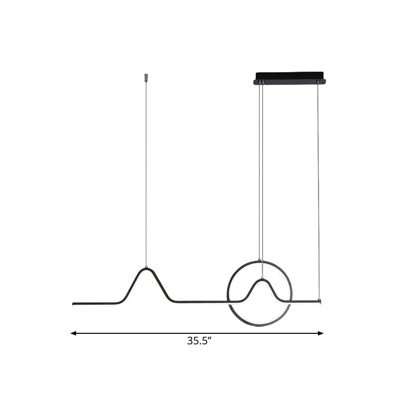 Modern Black/Gold Aluminum Linear Led Island Lighting With Sun And Mountain Design - Warm/White