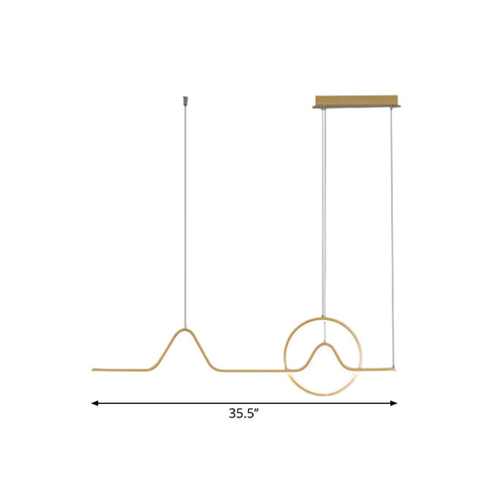 Modern Black/Gold Aluminum Linear Led Island Lighting With Sun And Mountain Design - Warm/White