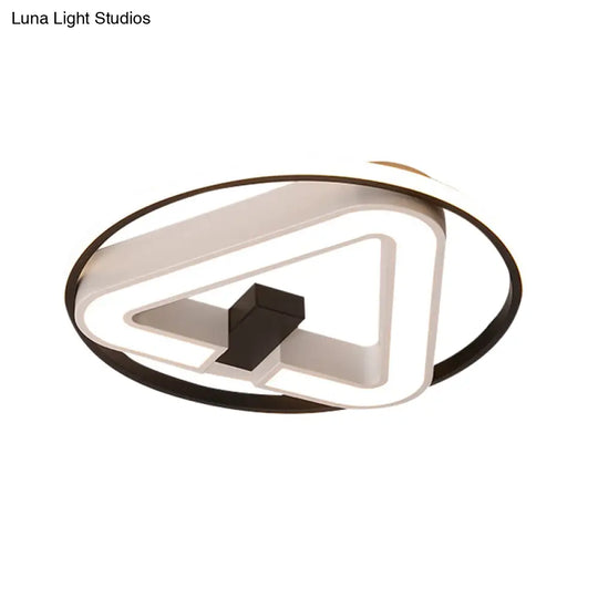 19’/22’ Triangle Bedroom Ceiling Lamp Acrylic Led Flush Mount Light Fixture In Black/White