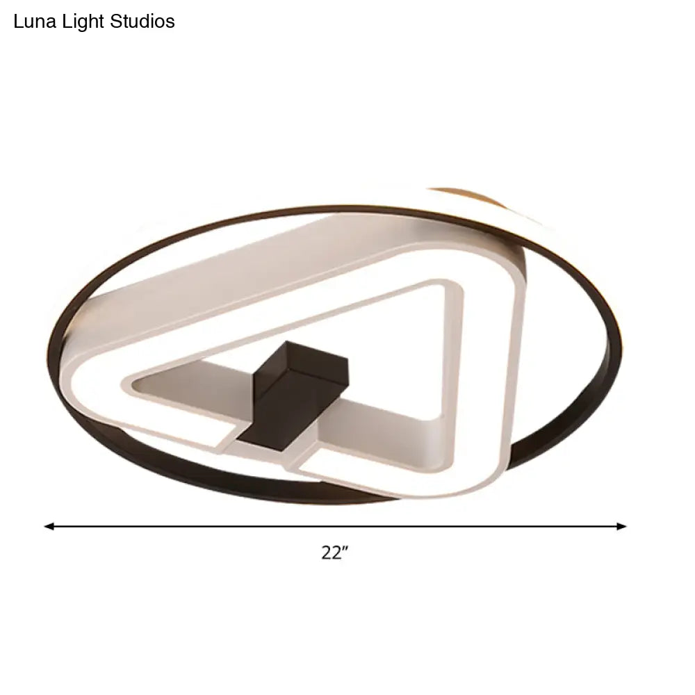 19’/22’ Triangle Bedroom Ceiling Lamp Acrylic Led Flush Mount Light Fixture In Black/White