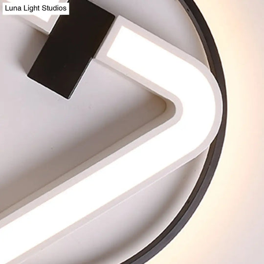 19/22 Triangle Bedroom Ceiling Lamp Acrylic Led Flush Mount Light Fixture In Black/White