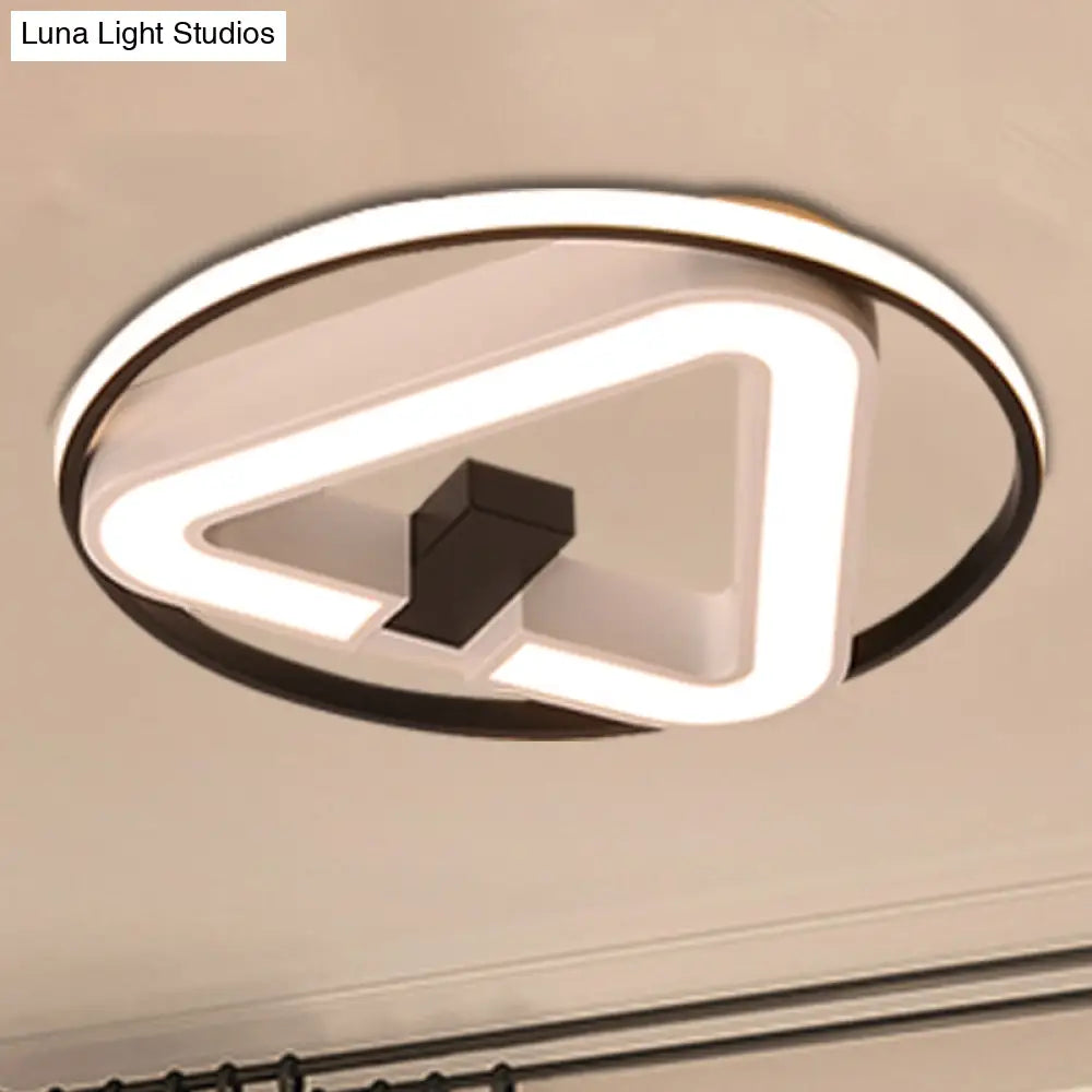 19’/22’ Triangle Bedroom Ceiling Lamp Acrylic Led Flush Mount Light Fixture In Black/White