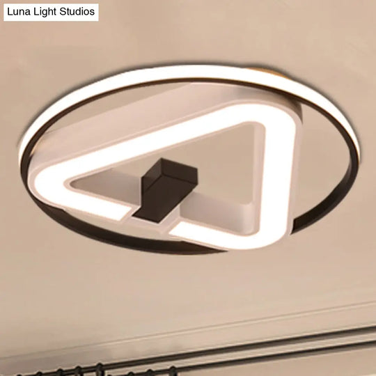 19’/22’ Triangle Bedroom Ceiling Lamp Acrylic Led Flush Mount Light Fixture In Black/White