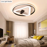 19’/22’ Triangle Bedroom Ceiling Lamp Acrylic Led Flush Mount Light Fixture In Black/White