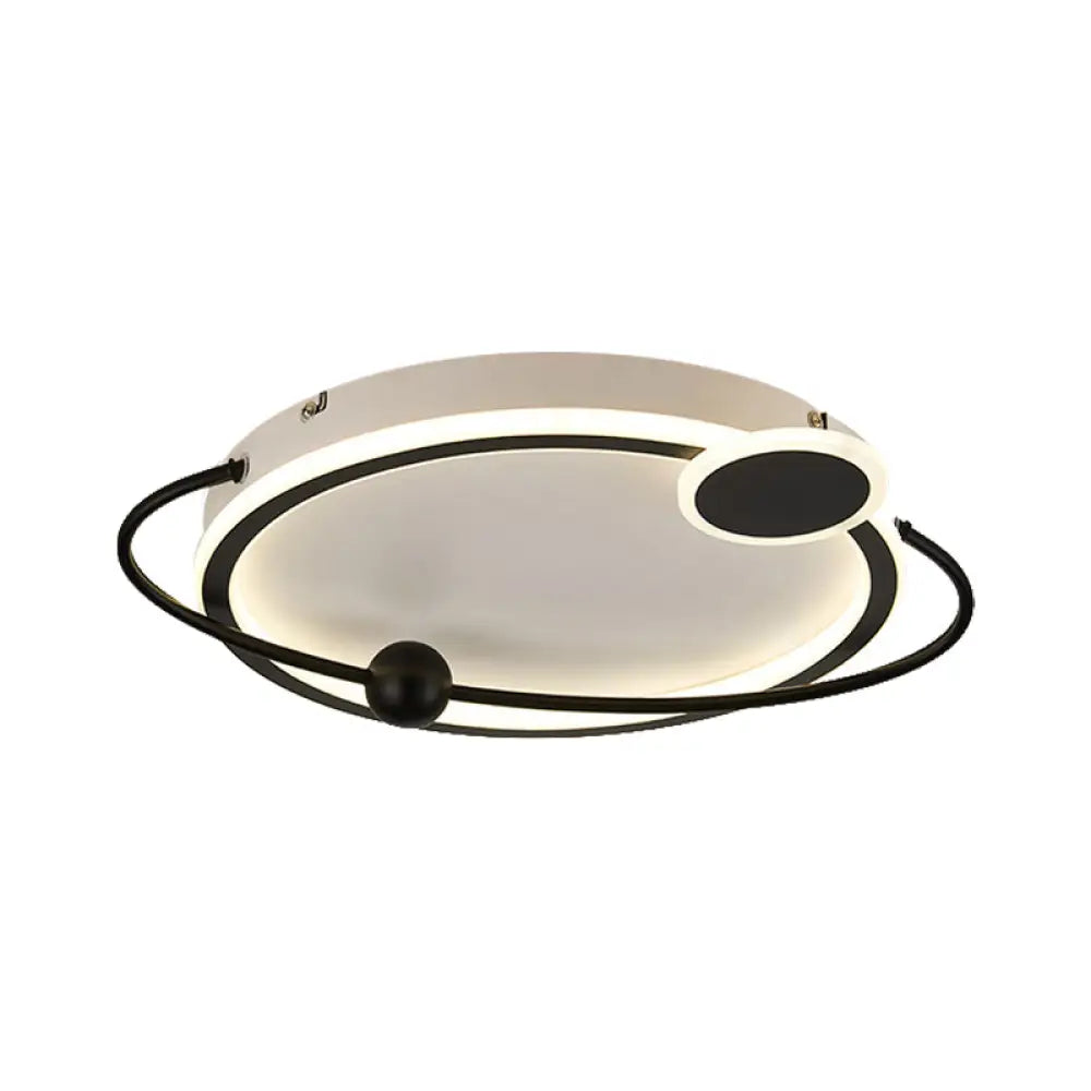 19/23.5 Modern Metallic Led Flush Mount Lamp In Black With Warm/White Light