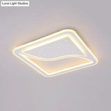 19’/35.5’ W Super Thin Flush Mount Light White Finish Led Indoor With Warm/White Lighting -