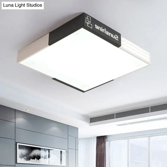 19.5/23.5 Modern Led Square Acrylic Ceiling Lighting In White For Living Room / 19.5 Warm