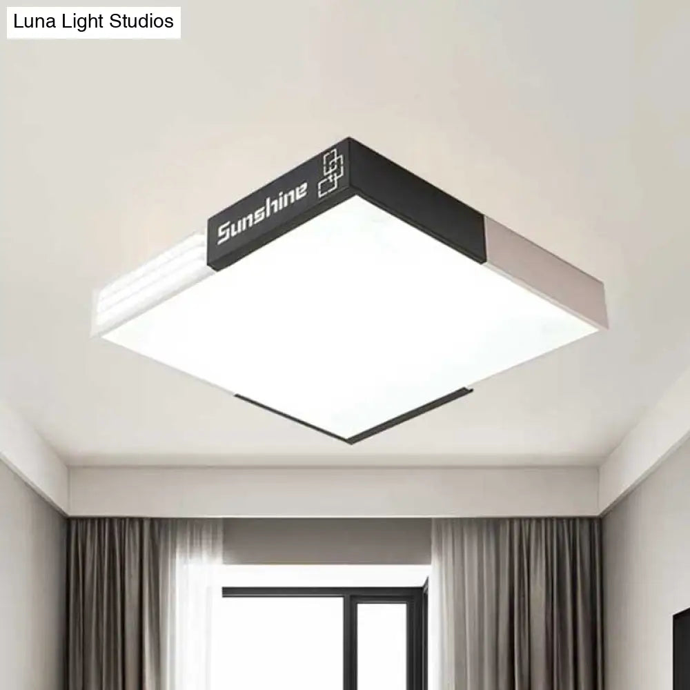 19.5/23.5 Modern Led Square Acrylic Ceiling Lighting In White For Living Room