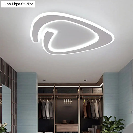 19.5/23.5 Triangle Acrylic Ceiling Lamp - Minimalist Led Flush Lighting In Warm/White Light Grey