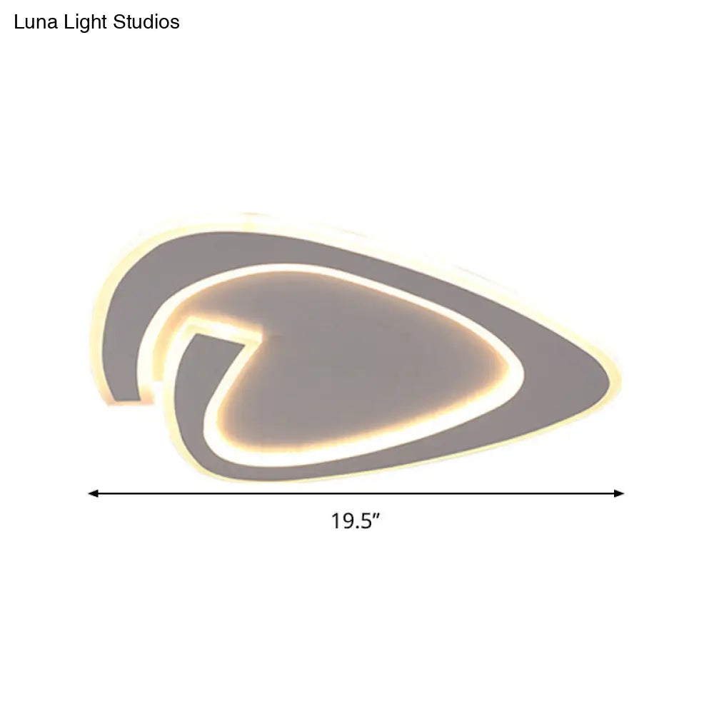 19.5/23.5 Triangle Acrylic Ceiling Lamp - Minimalist Led Flush Lighting In Warm/White Light Grey