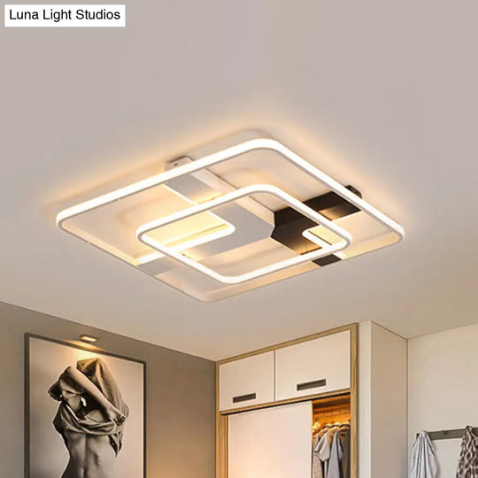 19.5/23.5 Wide Acrylic Square Flushmount Led Ceiling Lamp In White Light / 23.5 Warm