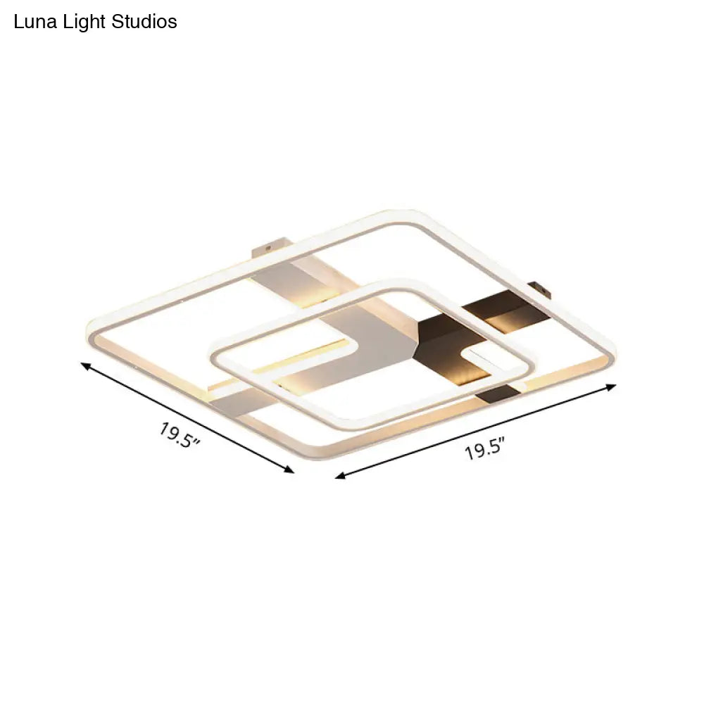 19.5/23.5 Wide Acrylic Square Flushmount Led Ceiling Lamp In White Light