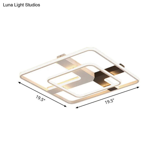 19.5/23.5 Wide Acrylic Square Flushmount Led Ceiling Lamp In White Light