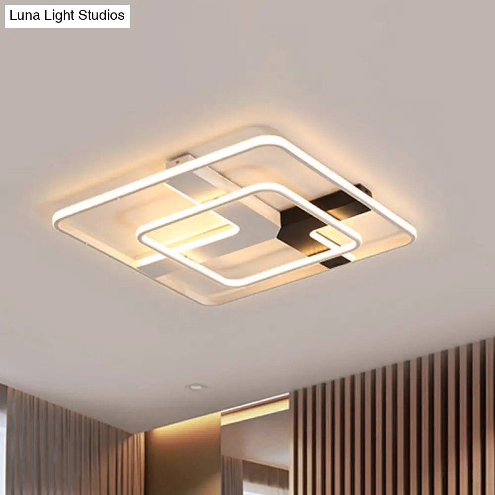 19.5/23.5 Wide Acrylic Square Flushmount Led Ceiling Lamp In White Light / 19.5 Warm