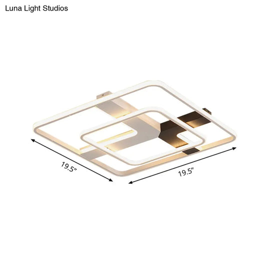 19.5’/23.5’ Wide Acrylic Square Flushmount Led Ceiling Lamp In White Light