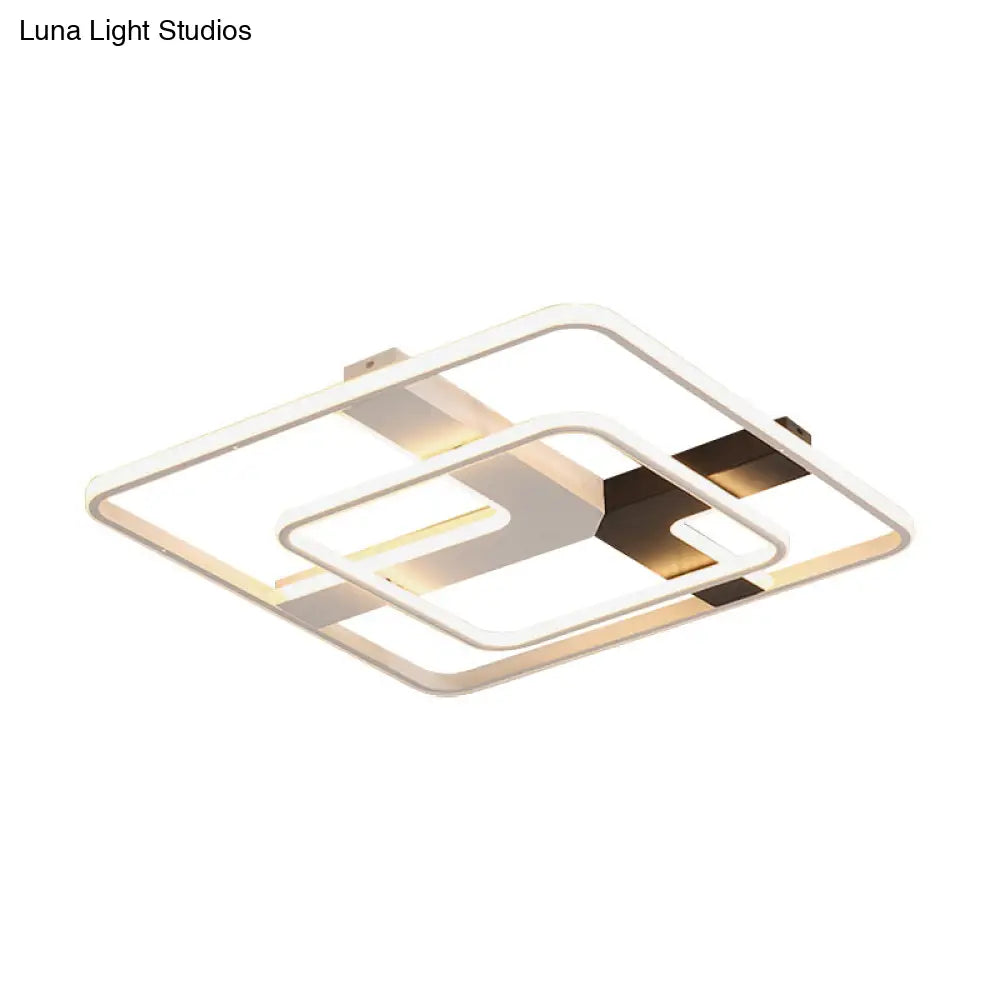 19.5’/23.5’ Wide Acrylic Square Flushmount Led Ceiling Lamp In White Light