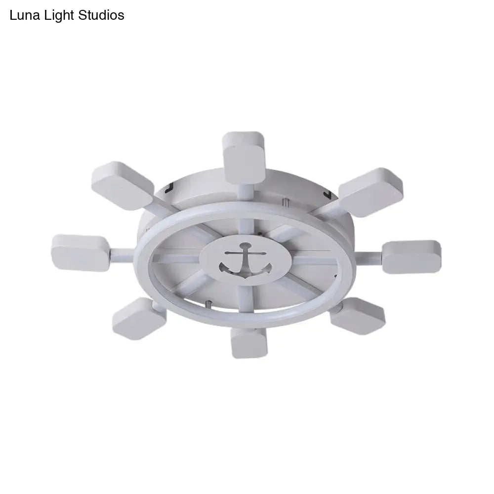 19.5/23.5 Wide Rudder Led Flushmount Light - Kids Acrylic Blue/White Ceiling Fixture Warm/White
