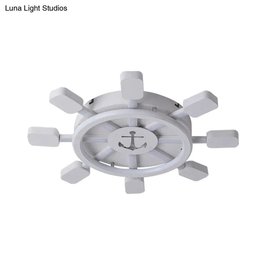 19.5/23.5 Wide Rudder Led Flushmount Light - Kids Acrylic Blue/White Ceiling Fixture Warm/White