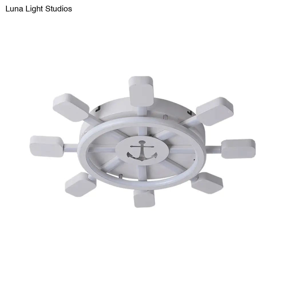 19.5’/23.5’ Wide Rudder Led Flushmount Light - Kids Acrylic Blue/White Ceiling Fixture Warm/White