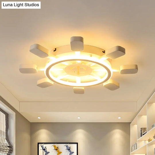 19.5’/23.5’ Wide Rudder Led Flushmount Light - Kids Acrylic Blue/White Ceiling Fixture Warm/White