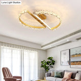 19.5/29 Petal Crystal Led Ceiling Mounted Fixture - Gold Flush Mount Lighting In Warm/White/3 Color