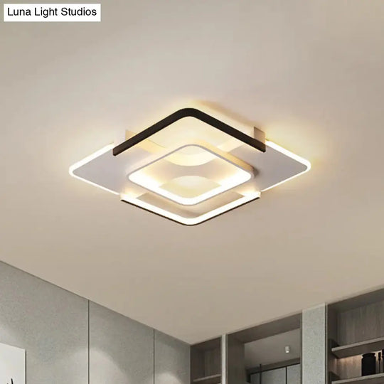 Minimalist Led Ceiling Flush Mount Light With Acrylic Shade In Black & White Warm/White/3 Color