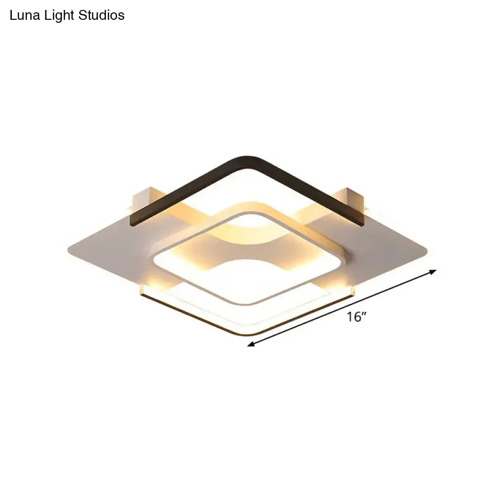 Minimalist Led Ceiling Flush Mount Light With Acrylic Shade In Black & White Warm/White/3 Color