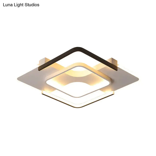 Minimalist Led Ceiling Flush Mount Light With Acrylic Shade In Black & White Warm/White/3 Color