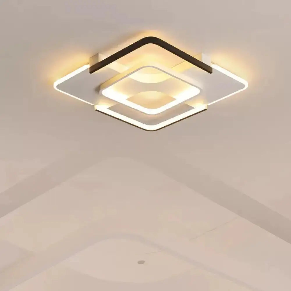 Minimalist Led Ceiling Flush Mount Light With Acrylic Shade In Black & White Warm/White/3 Color
