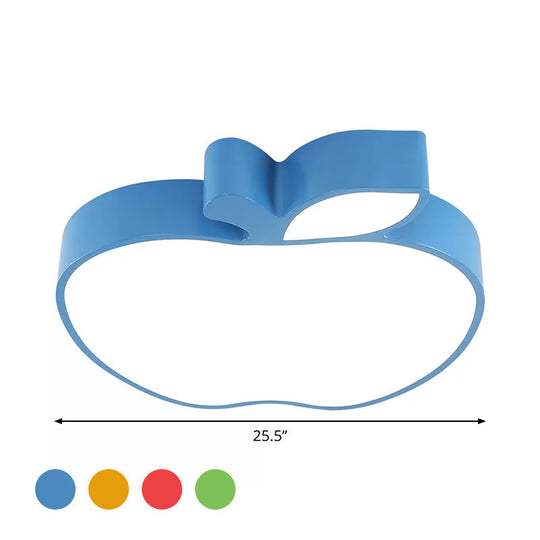 Colorful Kids Led Flush Mount Ceiling Lamp With Apple Design And Acrylic Shade