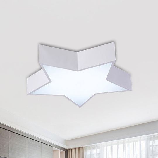 Kids Led Flush Mount Lamp - Five-Pointed Star Design In White/Red/Blue Ceiling Lighting Fixture