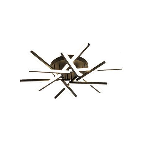 Contemporary Led Black Crossed Acrylic Semi Flush Mount Light Ceiling Lamp
