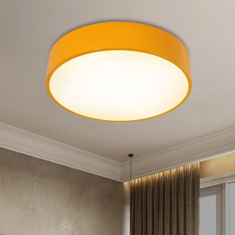 Children’s Led Ceiling Flushmount In Fun Colors: Circular Acrylic Fixture Yellow