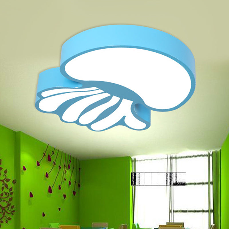 Jellyfish Blue Led Flushmount Light With Acrylic Shade In Warm/White / White