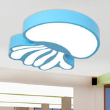 Jellyfish Blue Led Flushmount Light With Acrylic Shade In Warm/White
