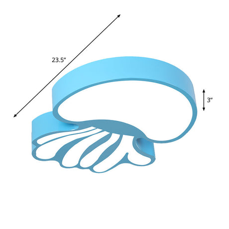 Jellyfish Blue Led Flushmount Light With Acrylic Shade In Warm/White