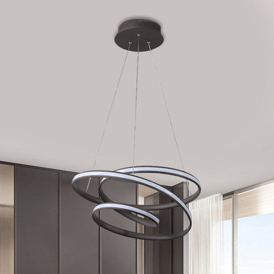 Led Pendant Chandelier: Sleek Acrylic Kitchen Ceiling Lamp In Black With Adjustable Light Color