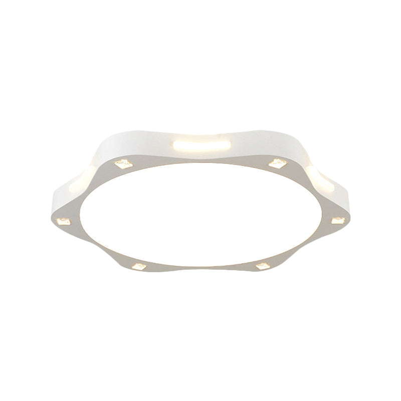 Contemporary Sun-Inspired Led Ceiling Lamp For Child Bedroom In Bright White Acrylic