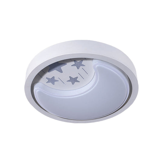 Starry Moon Led Flush Mount Light: Romantic & White Ceiling Light For Baby Room