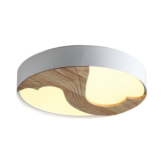 Romantic Wood Led Ceiling Lamp With Double Loving Heart Design For Kid’s Bedroom - White