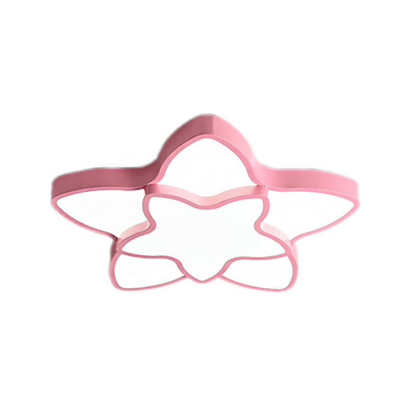 Cartoon Led Flush Mount Light: Vibrant 2-Star Acrylic Ceiling Lamp For Corridor And Kids Bedroom