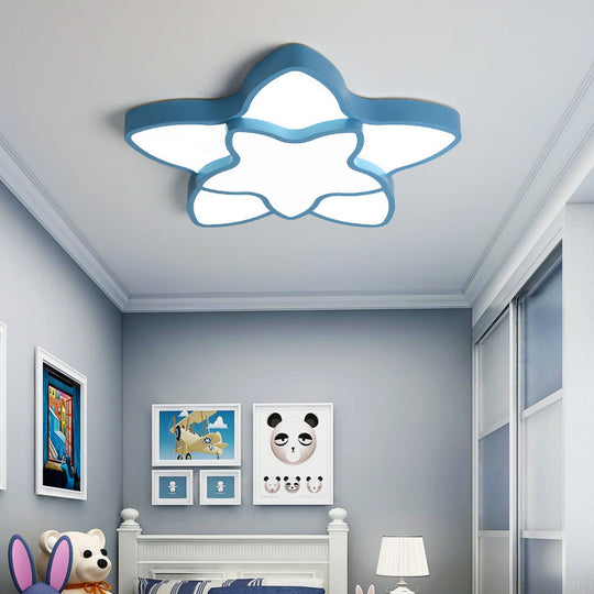 Cartoon Led Flush Mount Light: Vibrant 2-Star Acrylic Ceiling Lamp For Corridor And Kid’s Bedroom
